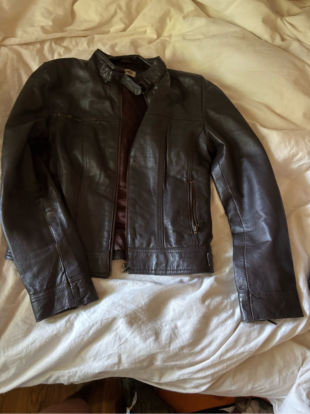 Dark Brown Leather Jacket - Classic Biker Style
